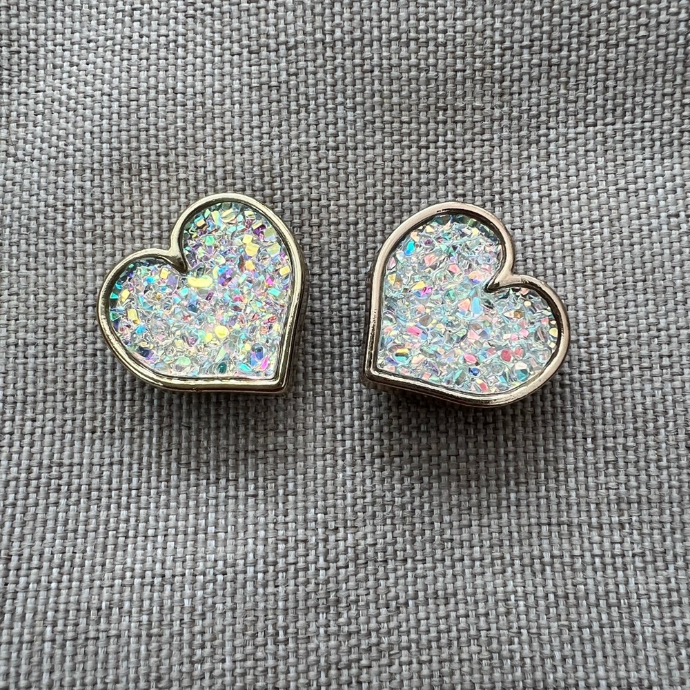 Authentic Crocs Gold & Glitter Hearts Jibbitz X2